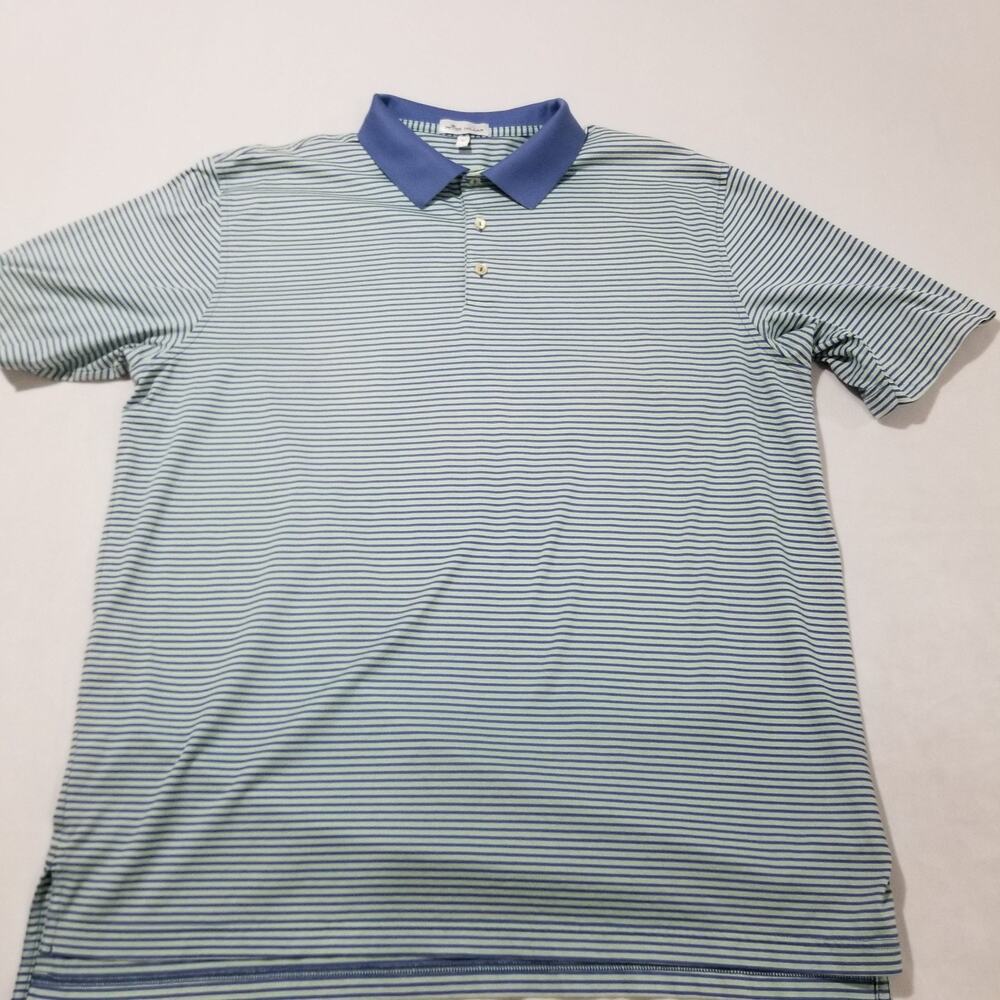 Peter Millar Shirt Polo Mens XL Golf Blue Striped Performance Crown Sport